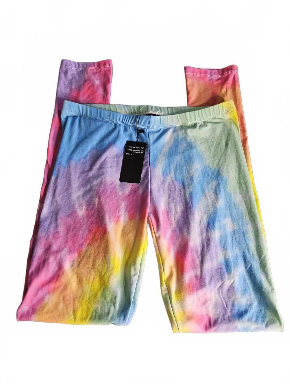 Just Love Multicolor Tie-Dye Pastel Swirl Leggings Size M
